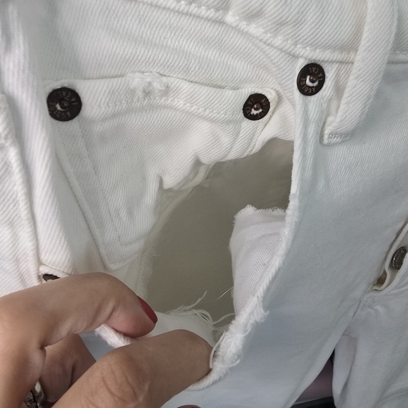 Agolde Riley Crop Jeans in white Flawed high-rise straight leg some stretch - Picture 13 of 13